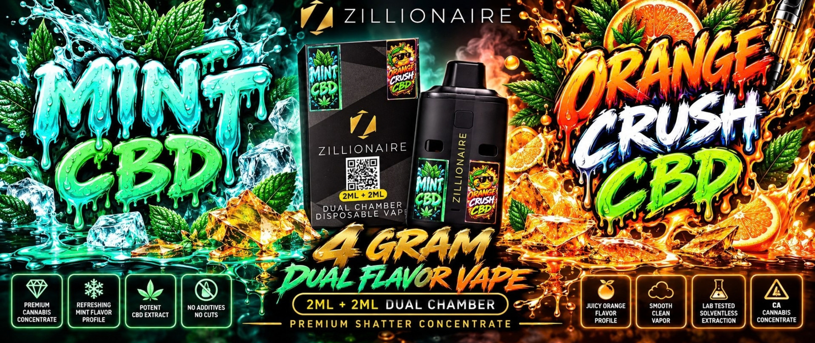 Dual Chamber CBD Vape — Mint x Orange Crush